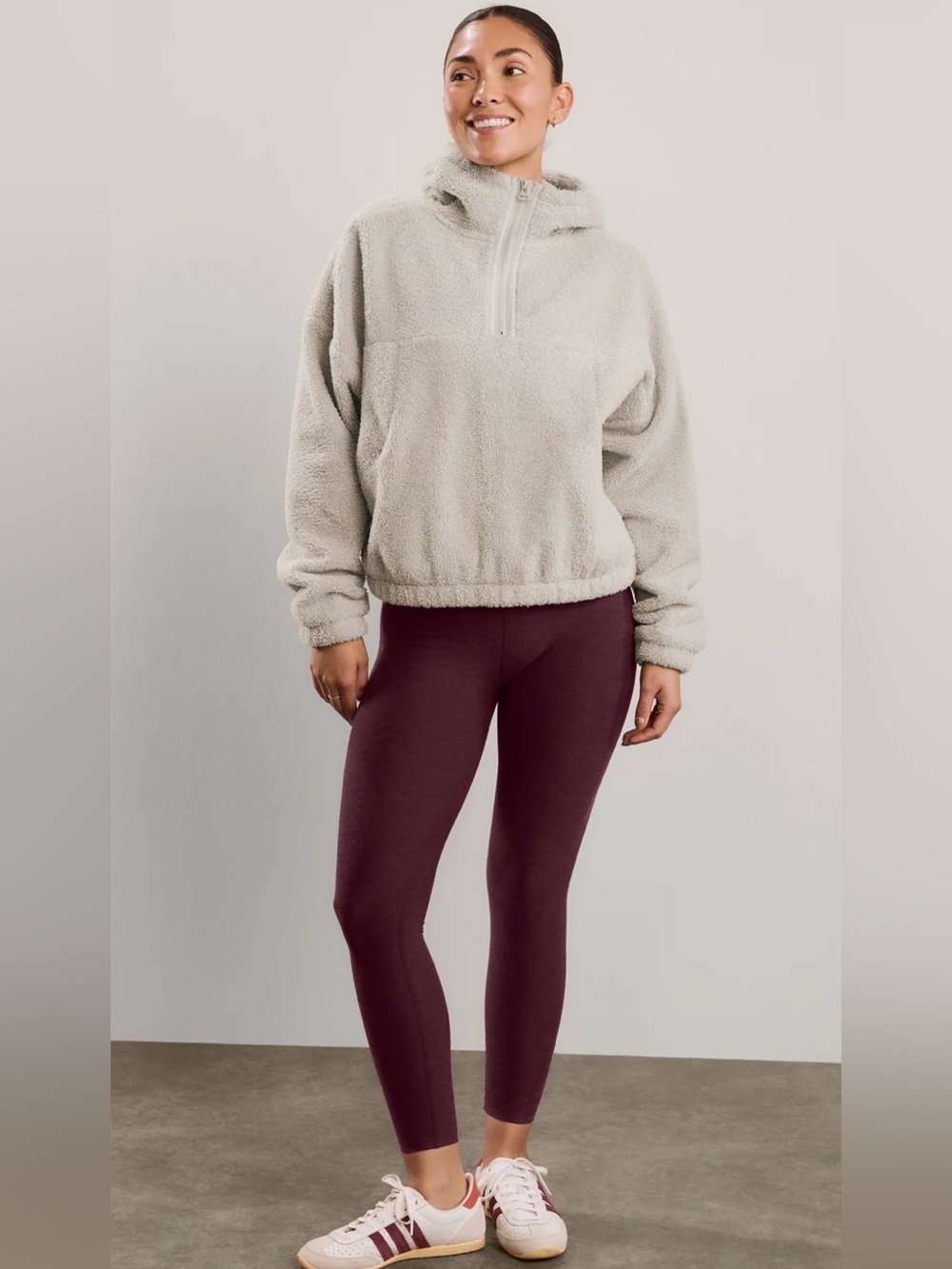 Beyond Yoga Unity 1/4 Zip Hoodie in Oat Latte size small